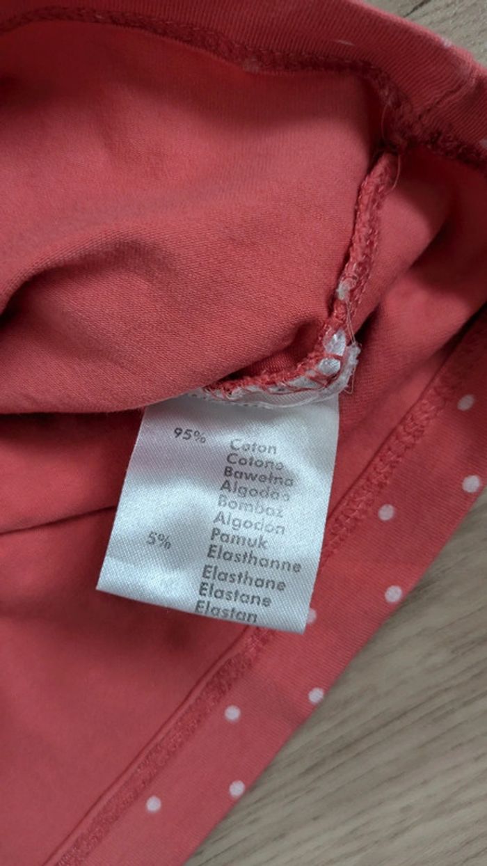 Tee-shirt Corail à pois blanc 24 mois - photo numéro 3