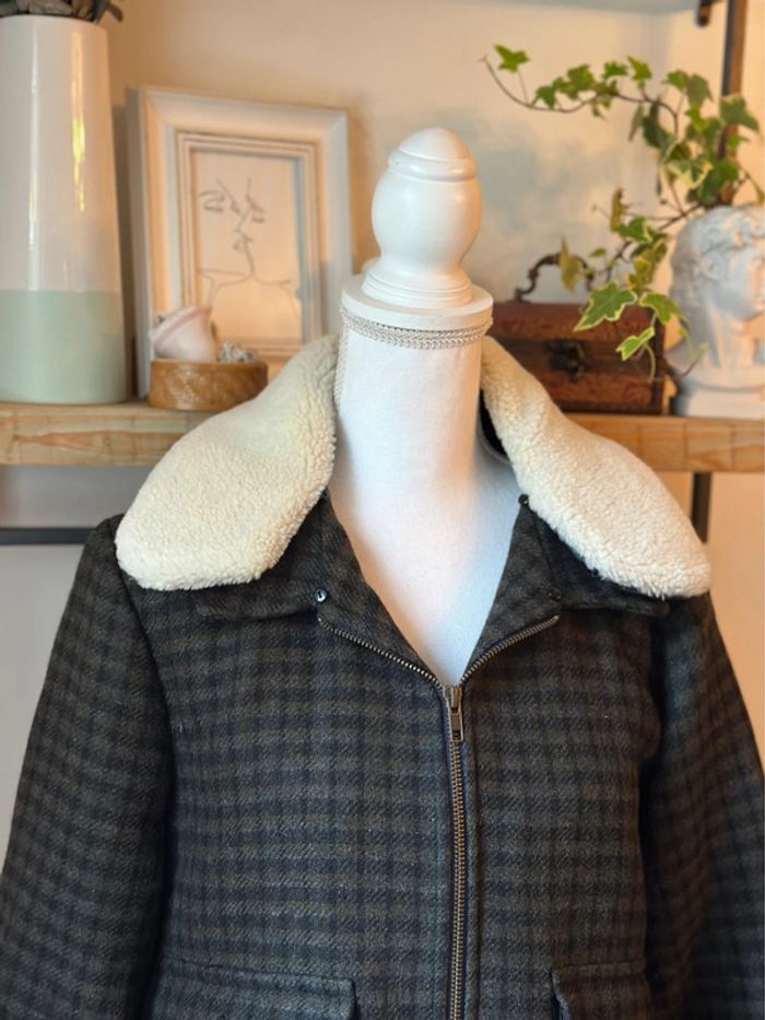 Veste teddy à carreaux en laine Monoprix Premium – Taille 42 - photo numéro 2