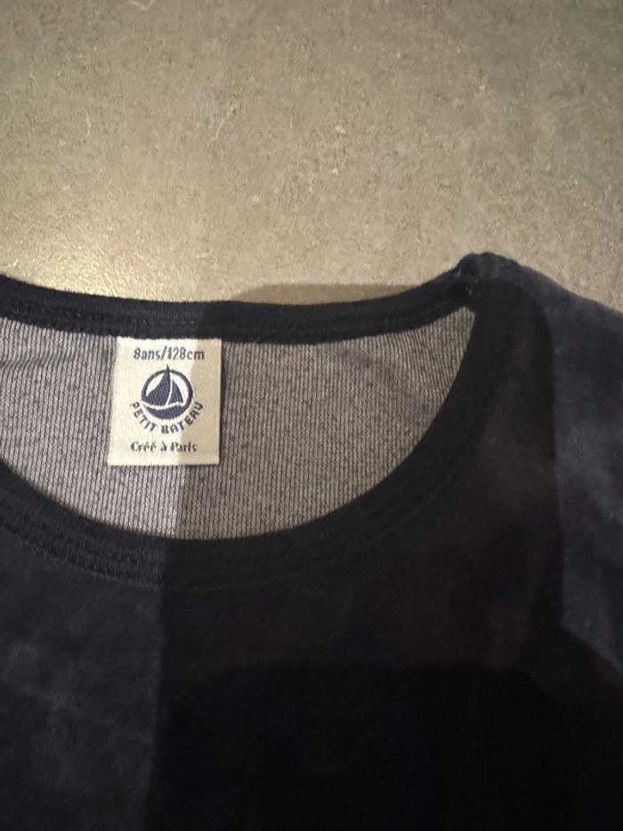 Pyjama 2 pièces (Pull en velours & pantalon à pois) - Petit Bateau - Voilier - Bleu marine - 8 ans - photo numéro 2