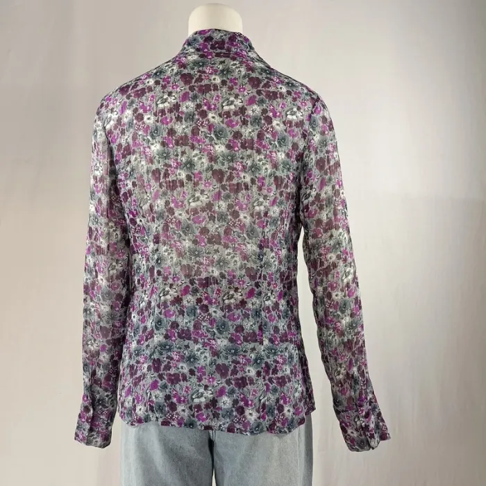 Chemise fluide à fleurs violettes Betty Barclay, coupe longue, légère, taille 36 A1223 - photo numéro 5