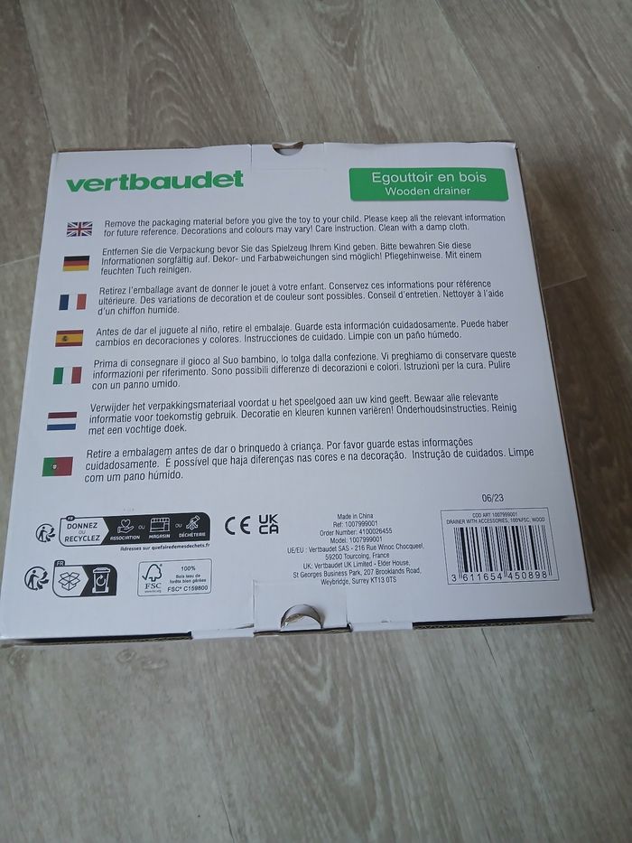 Jouet égouttoir vertbaudet neuf en bois - photo numéro 2