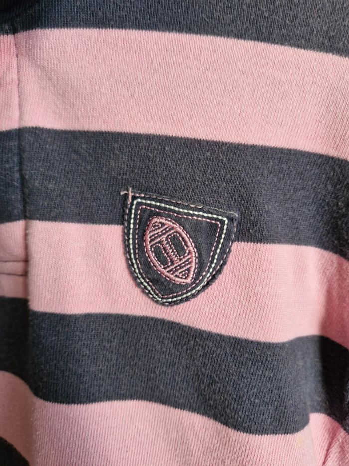 Polo manches longues garçon 3 ans Tissaia Rayé rose et marine coton - photo numéro 2