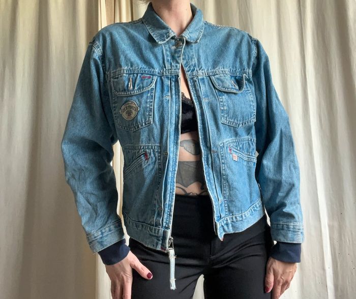 Veste jeans denim courte 90s grunge back to school y2k annees 2000 - Taille S - photo numéro 2