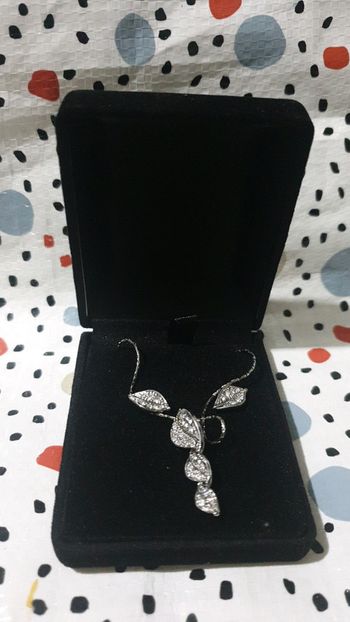 Parure Feuille Argent Rhodié collier + boucle d'oreille