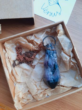 Collier pendentif Améthyste cuivre