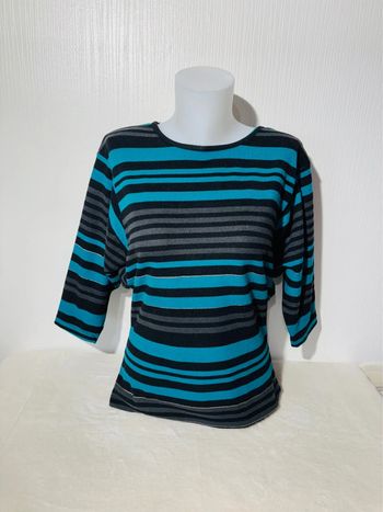 Pull léger femme Bréal rayure bleu et noir - Taille S-M
