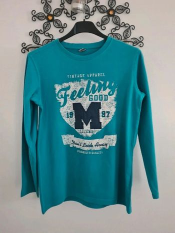 Joli tee-shirt à manches longues turquoise 12 ans