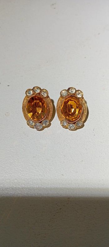 Clips d'oreilles vintage golden stone