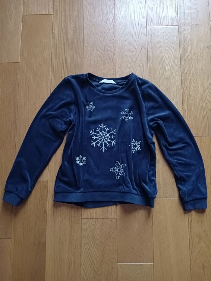 Sweat en velours bleu H&M 8 ans - photo numéro 2