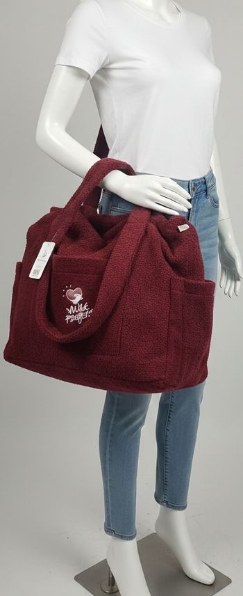Sac cabas en tissu bouclette bordeaux – Neuf avec étiquette