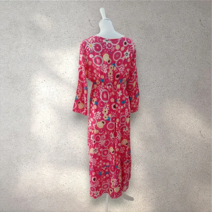 Robe longue imprimée fleuris décolleté en v taille S - photo numéro 4