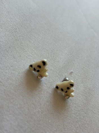 mini boucles d’oreilles nounours ourson blanc strass acier inoxydable