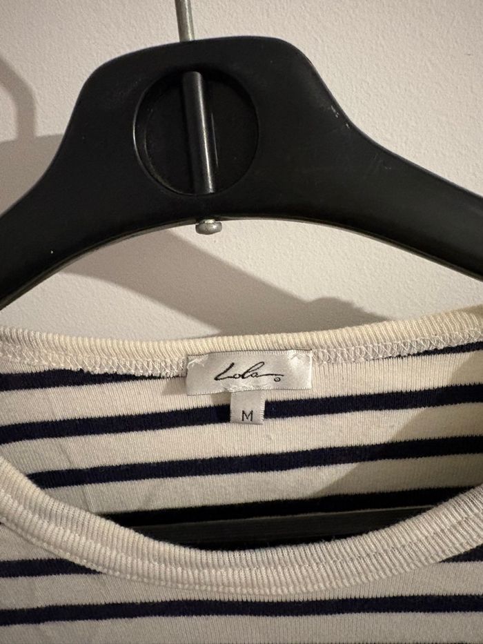 T-shirt Marinière Coton Lola - Rayures Marine & Crème - Taille M (38/40) - photo numéro 2