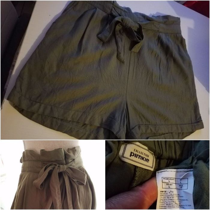 Short kaki taille élastique ceinture a noué avec 2 poches taille L