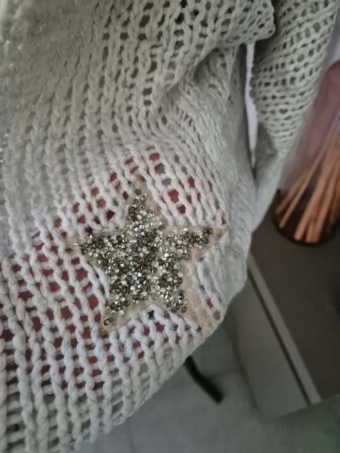 Superbe pull ajouré étoile oversize taille unique - photo numéro 3