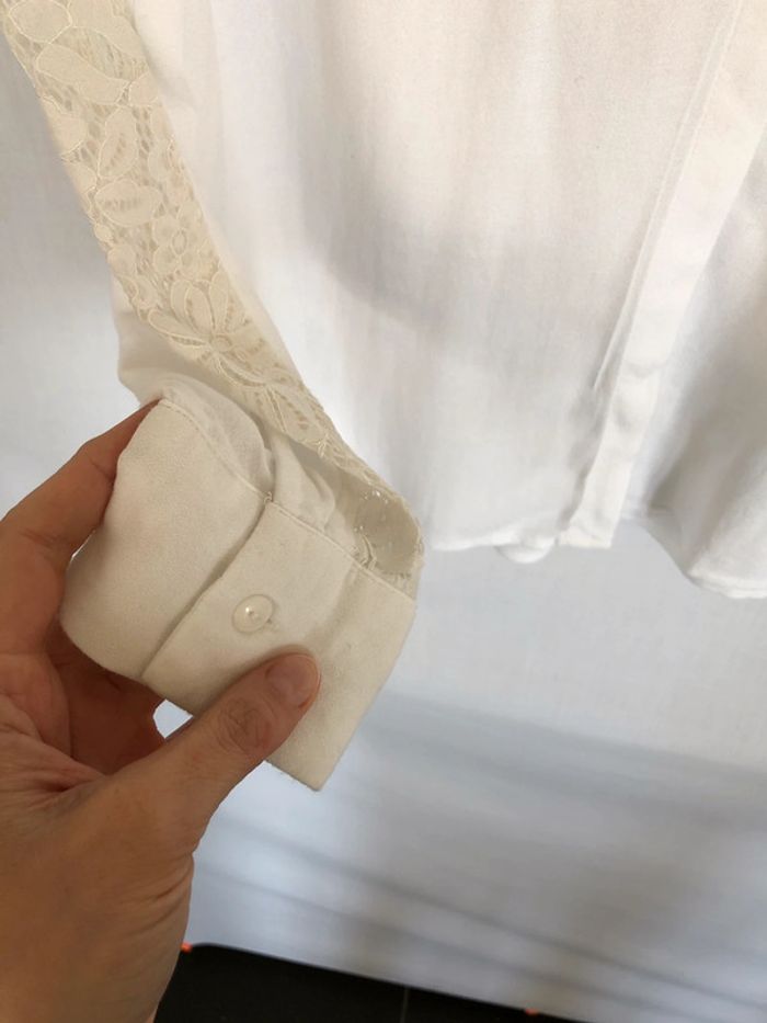 Chemise blanche manches longues dentelle Promod taille 36 38 très bon état - photo numéro 14