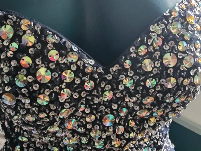 Robe de soirée Corizzi Paris bleu et strass - photo numéro 7