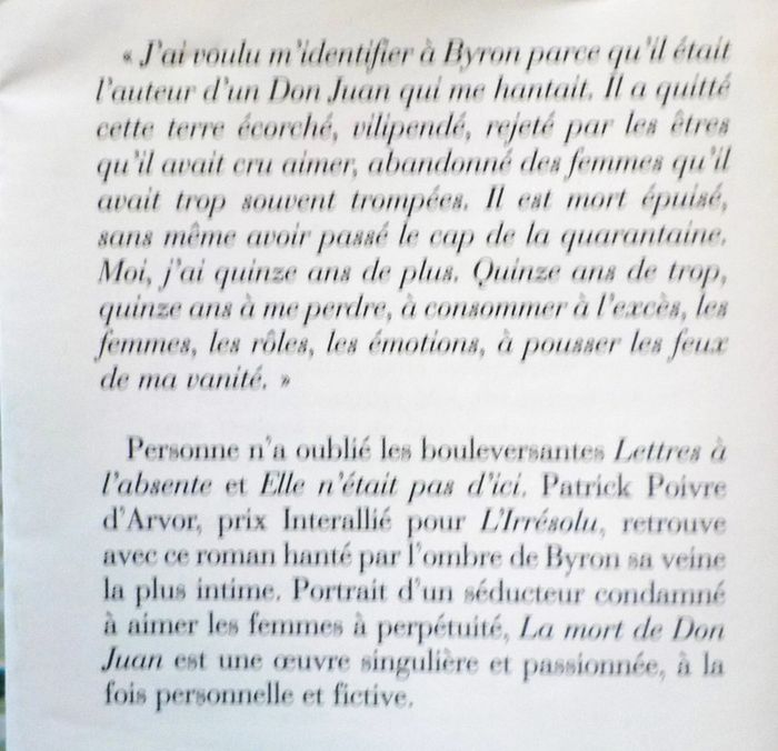 La mort de Don Juan de Patrick Poivre d'Arvor Ed. Albin Michel - photo numéro 2