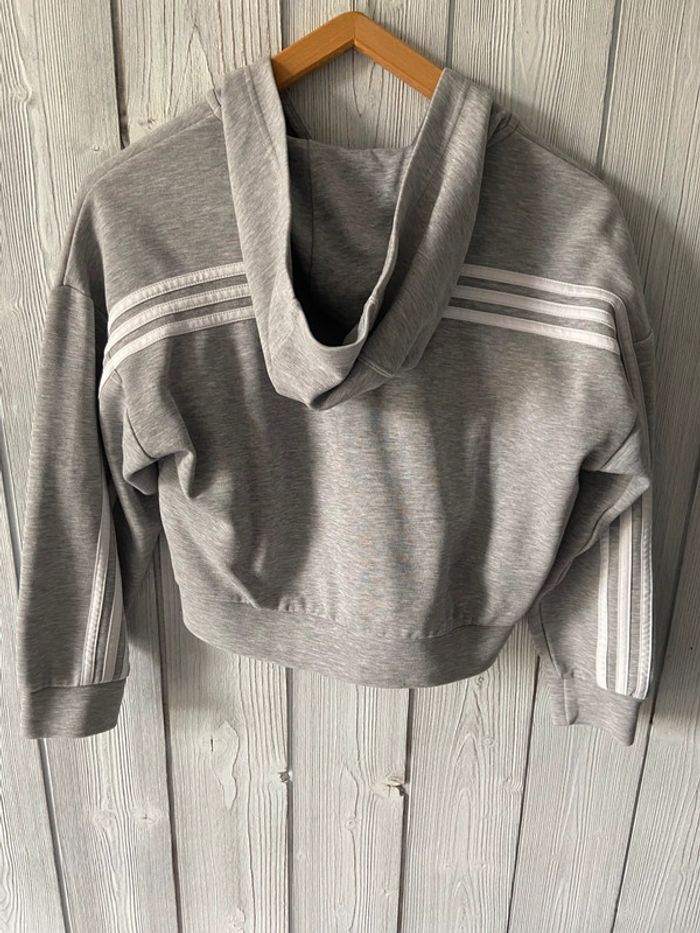 🩶 Veste survêtement grise fille Adidas Taille 11-12 ans - photo numéro 3