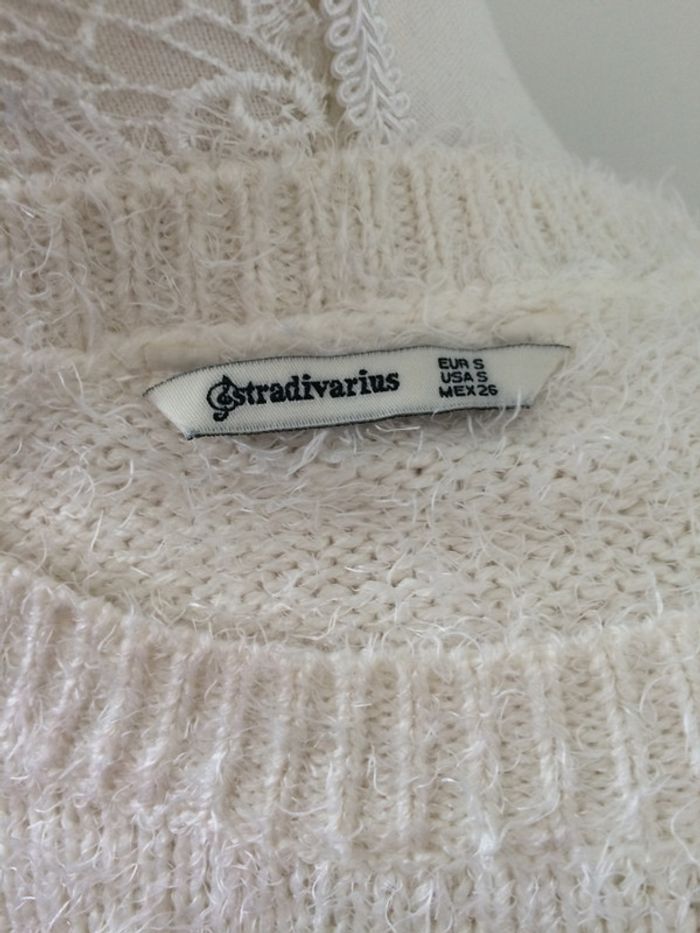 Pull blanc neuf stradivarius taille S - photo numéro 4