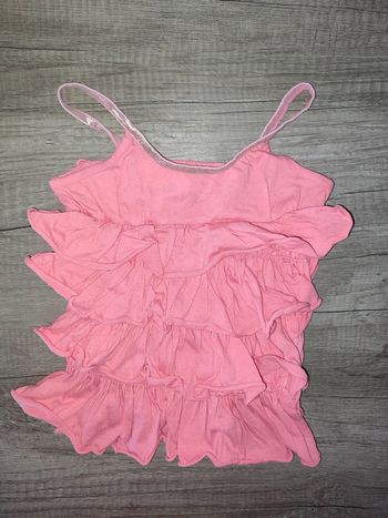 T Shirt à bretelles froufrou orange 4 ans Kid Kanaï