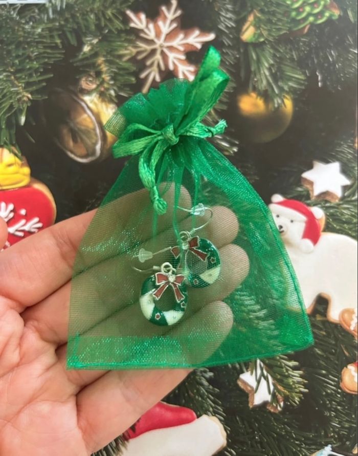 Boucles d’oreilles, couronne de Noël - photo numéro 8