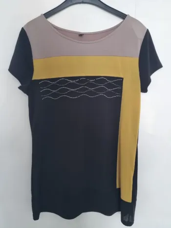 T-shirt long / blouse tricolore