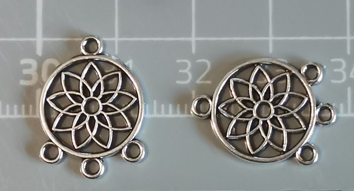 🔗 4 x pendentifs connecteurs "Fleur de vie" en métal argenté - photo numéro 4