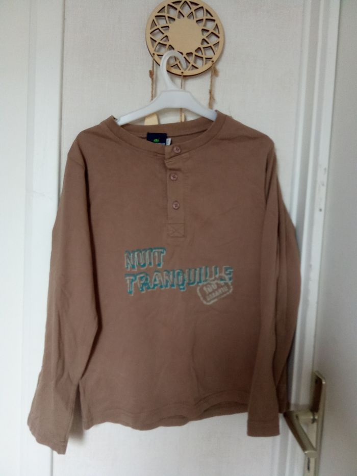 Pull manches longues garçon sergent major 8 ans marron motif, écriture, mi saison automne
