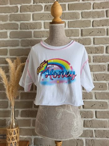 Crop top blanc Forever 21 - Arc en ciel et papillon