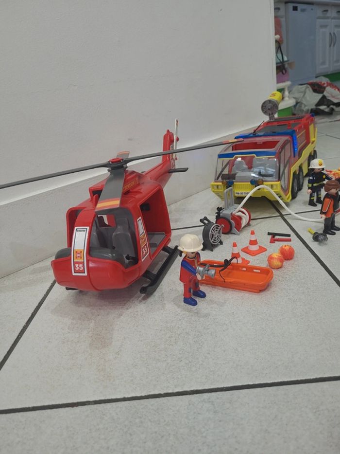Camion hélicoptère de pompier Playmobil - photo numéro 5