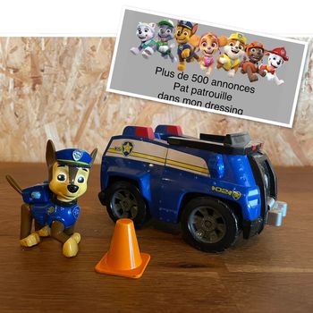 Idée cadeau 🎁 Chase et son véhicule de la Pat Patrouille avec son plot