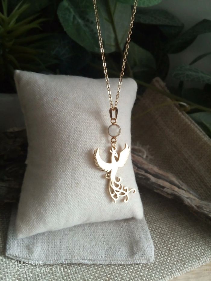 Collier pierre de lune et phénix - photo numéro 2
