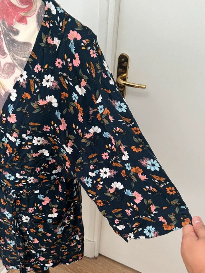 Haut tunique longue kimono - bleu - en viscose taille M - photo numéro 5