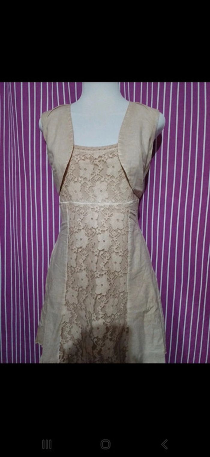 Robe🥻 dentelle brodé Beige - photo numéro 2