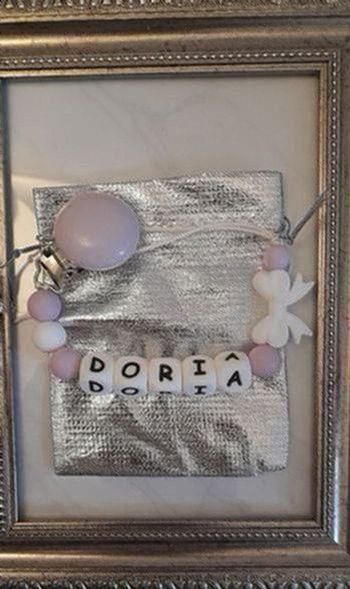 Attache tétine personnalisé avec adaptateur et pochette cadeau