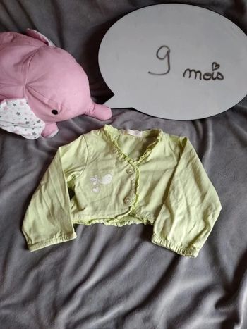 Boléro Fille 9 mois oiseau boutons en cœur Gémo Baby 100% coton