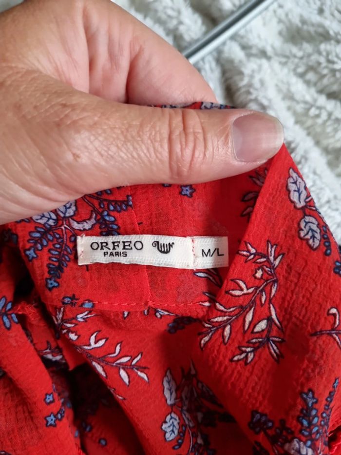 Chemisier Orfeo rouge en voile  M/L - photo numéro 7