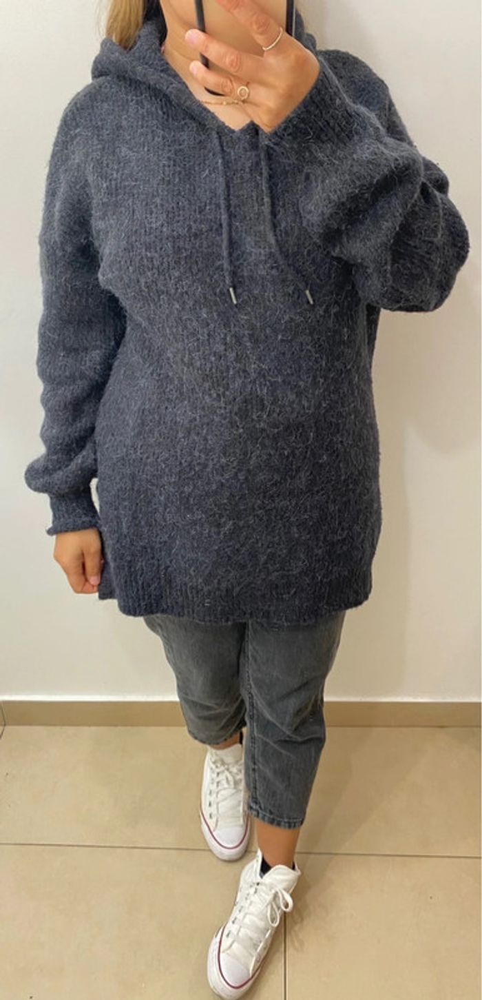 Superbe Pull Doux Long Avec Capuche Taille M - photo numéro 3