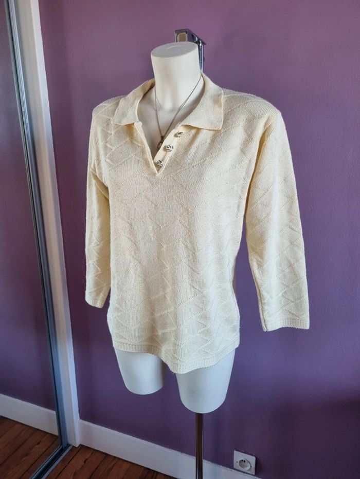 Pull jaune pâle vintage - photo numéro 6