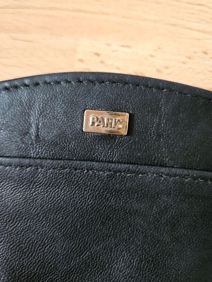 Porte monnaie noir en cuir vintage - photo numéro 2