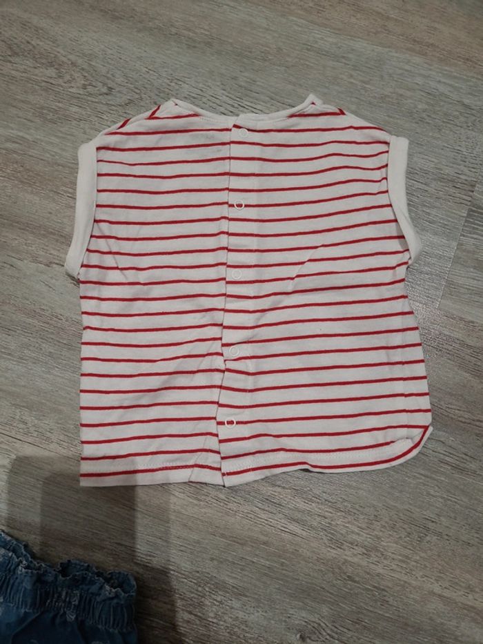 Short en jean LEVI'S et tee shirt marinière rouge et blanc - photo numéro 5