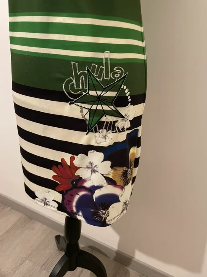 Robe Desigual multicolore à rayures et motifs floraux - Taille M - photo numéro 3