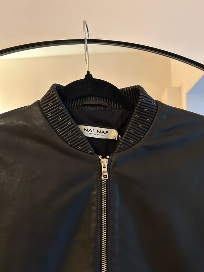Veste bombers Naf Naf en cuir neuve avec étiquette - photo numéro 3