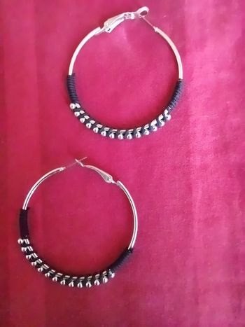 Boucles d'oreilles créoles argentées bleus