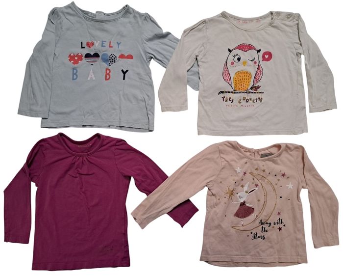 Lot de 4 t-shirts ML fille 24 mois TBE