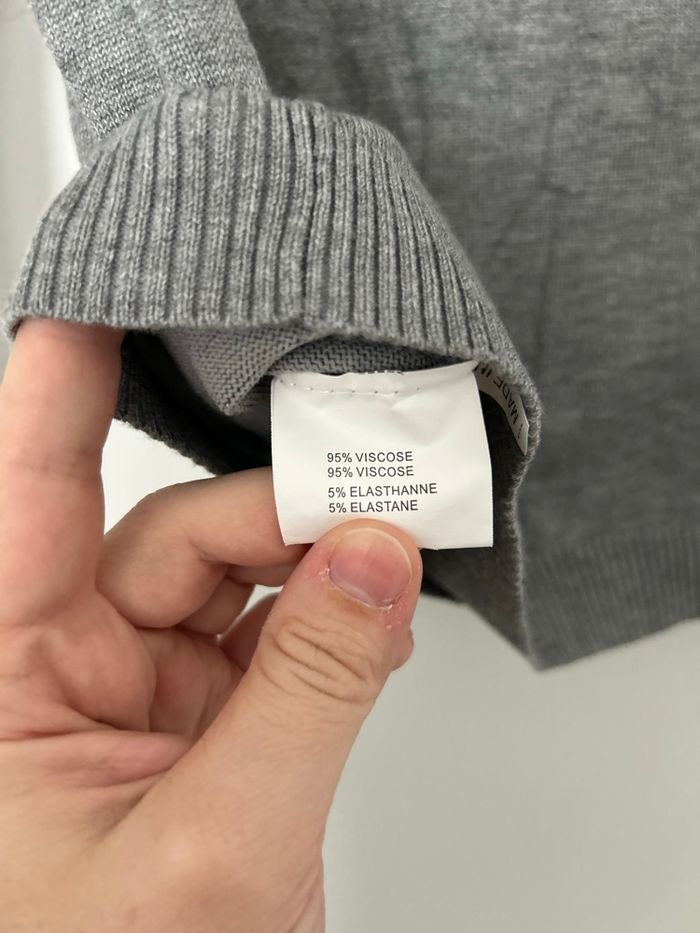 Pull gris manches longues ajourées col rond Taille Unique - photo numéro 4