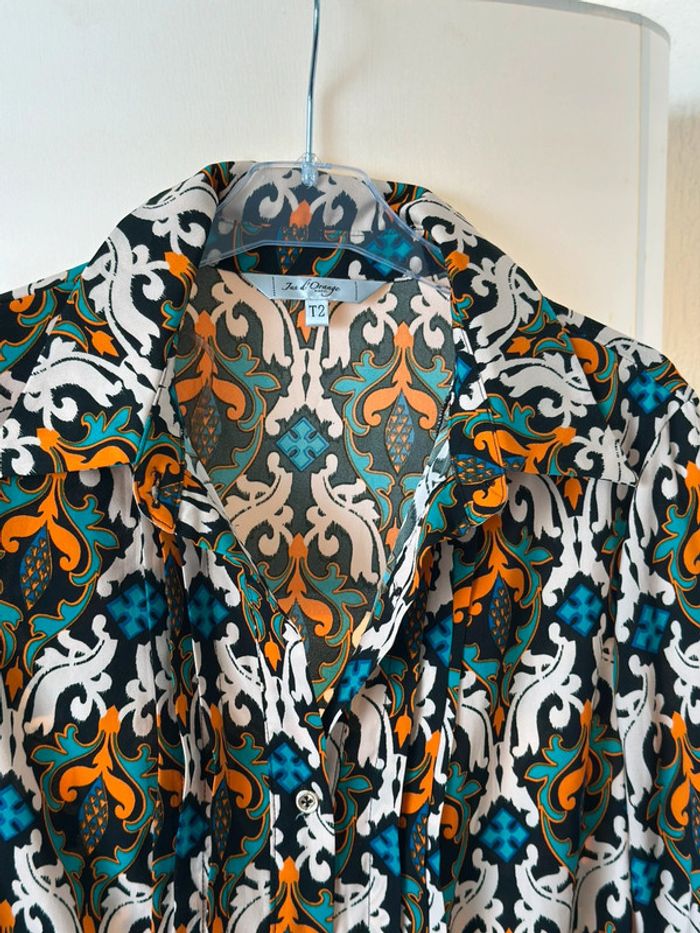 Robe imprimée a motifs colorées esprit bohème - Taille 38 Jus d’orange - photo numéro 4