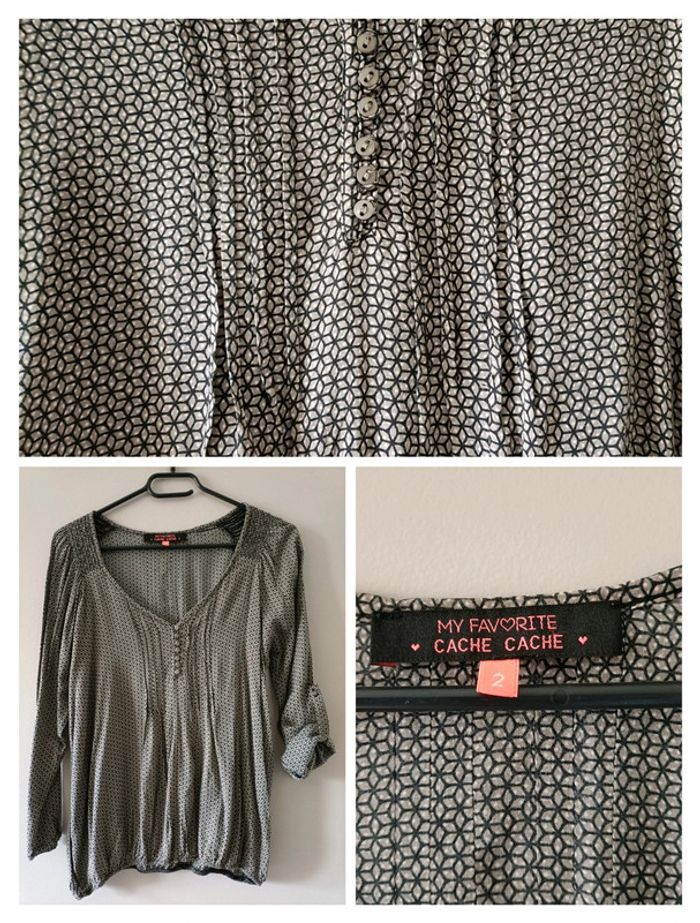 Tunique Blouse manches retroussables imprimée Cache Cache T. 2 - photo numéro 2