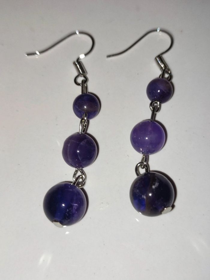 Boucle d'oreille Améthyste - photo numéro 2